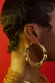 LARGE BAMBOO HOOPS GOLD