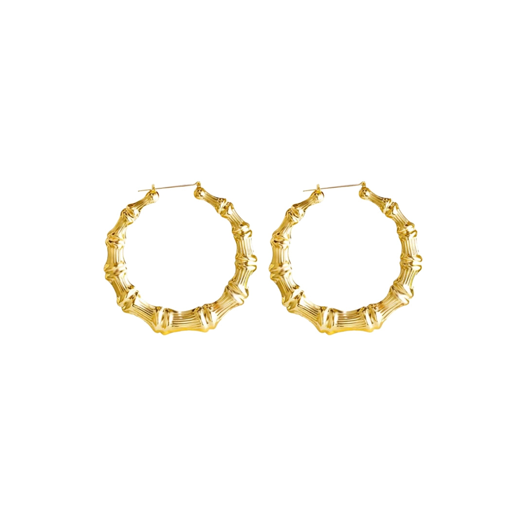 MEDIUM BAMBOO HOOPS GOLD