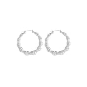 MEDIUM BAMBOO HOOPS SILVER