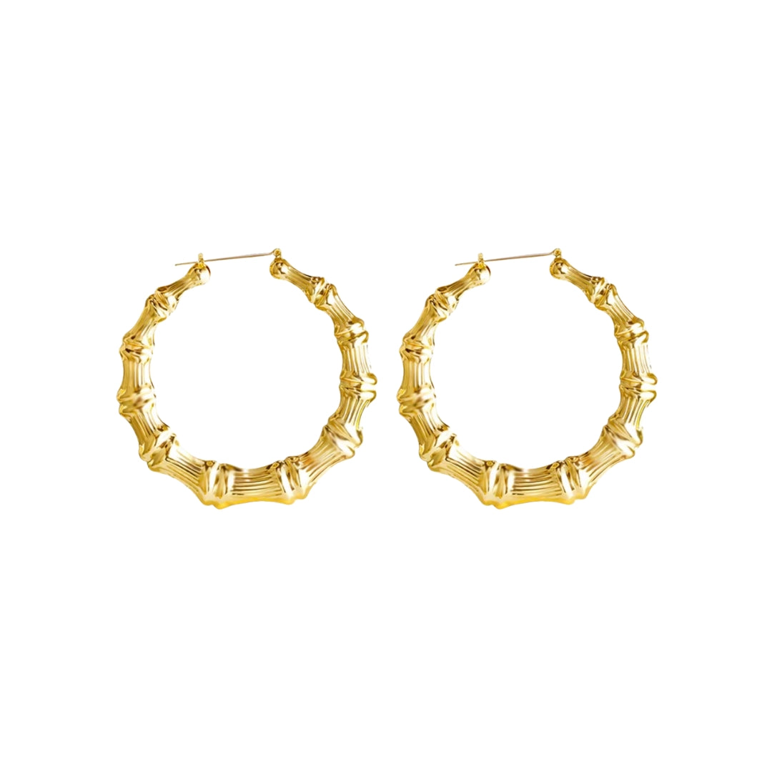 LARGE BAMBOO HOOPS SILVER