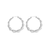 LARGE BAMBOO HOOPS SILVER