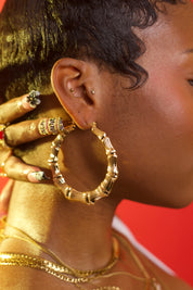 LARGE BAMBOO HOOPS GOLD