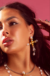 PERLA CROSS EARRINGS